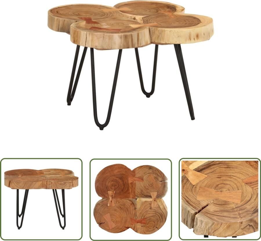 VidaXL Salontafel 36 cm Massief acaciahout Salontafel Industriele Stijl Acacia Hout Bruine Salontafel Bijzettafel Vintage Meubels Landelijke Salontafel
