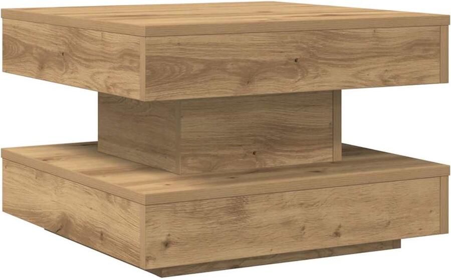 VidaXL Salontafel 360 graden draaibaar 50x50x34 5 cm artisanaal eiken