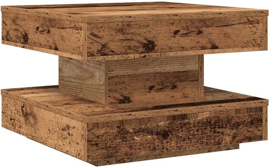 VidaXL Salontafel 360 graden draaibaar 50x50x34 5 cm oud houtkleurig