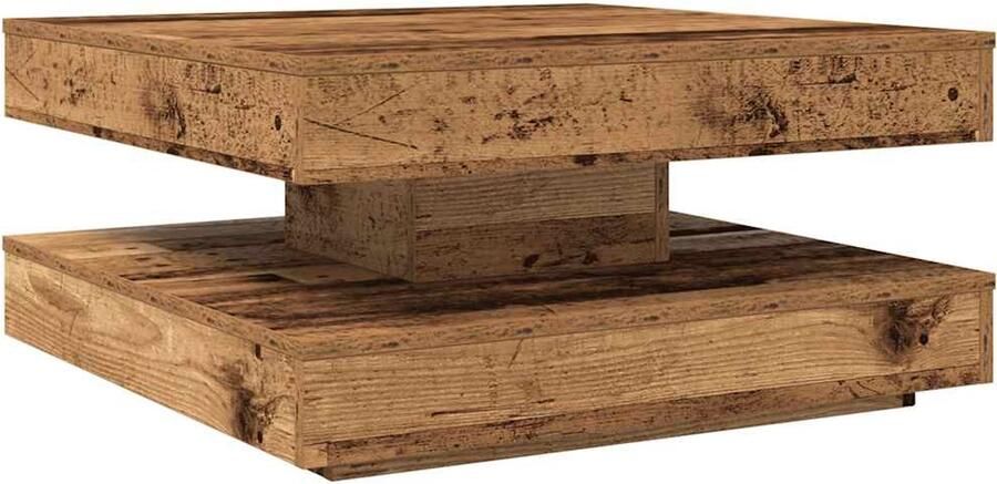 VidaXL Salontafel 360 graden draaibaar 70x70x34 5 cm oud houtkleurig
