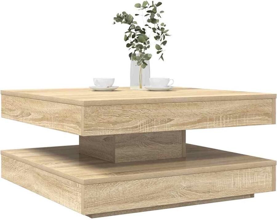 VidaXL Salontafel 360 graden draaibaar 70x70x34 5 cm sonoma eikenkleur