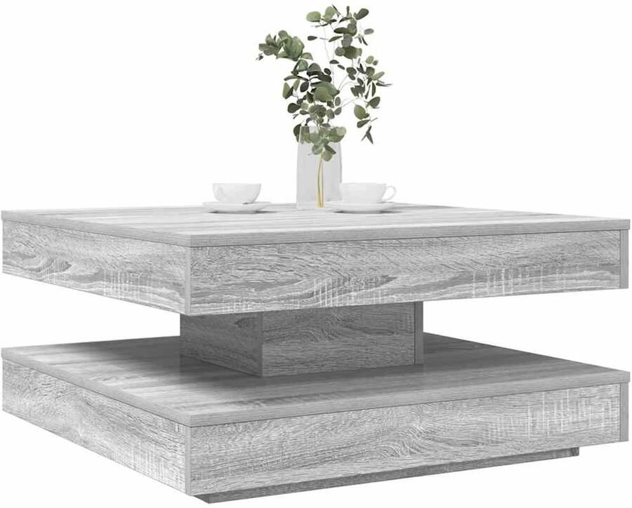 VidaXL Salontafel 360 graden draaibaar 70x70x34 5cm grijs sonoma eiken
