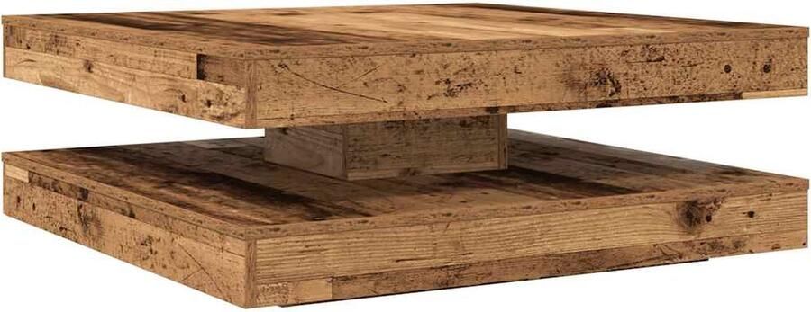 VidaXL Salontafel 360 graden draaibaar 90x90x34 5 cm oud houtkleurig