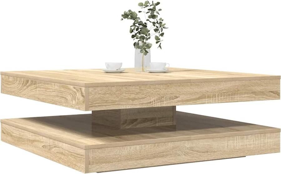 VidaXL Salontafel 360 graden draaibaar 90x90x34 5 cm sonoma eikenkleur - Foto 2