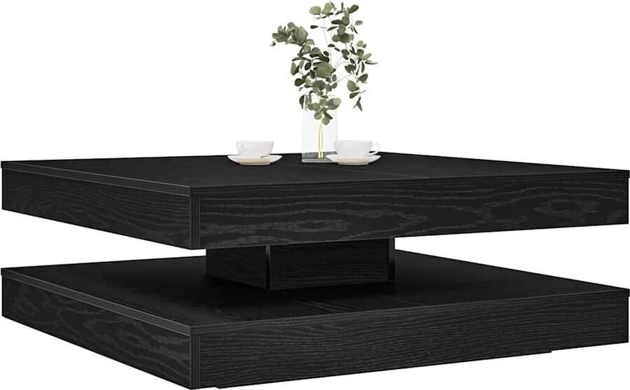 VidaXL Salontafel 360 graden draaibaar 90x90x34 5 cm zwart eikenkleur - Foto 3