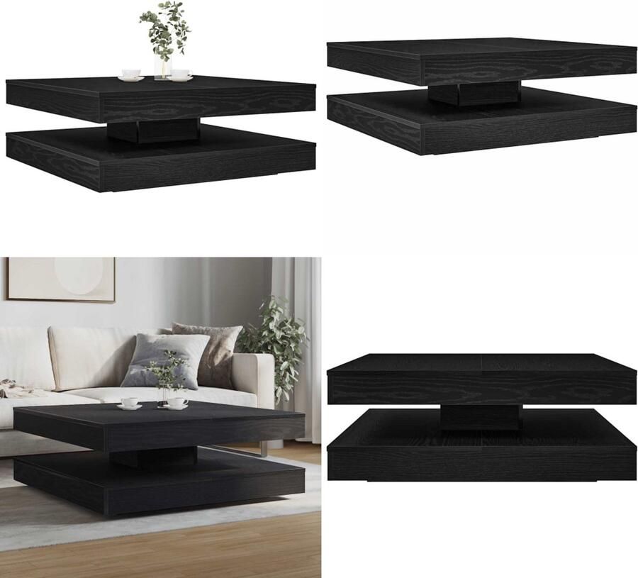 VidaXL Salontafel 360 graden draaibaar 90x90x34 5 cm zwart eikenkleur