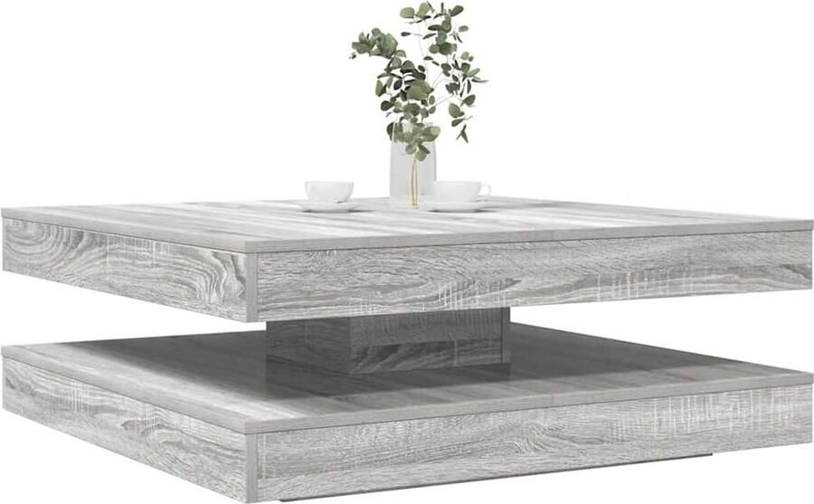 VidaXL Salontafel 360 graden draaibaar 90x90x34 5cm grijs sonoma eiken - Foto 2