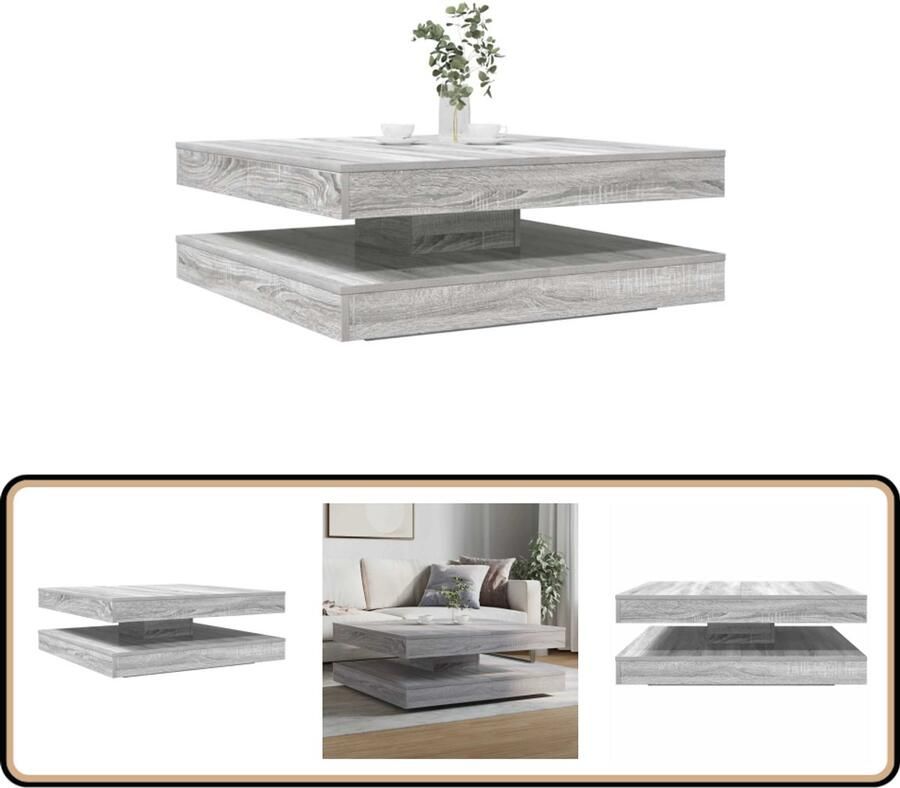 VidaXL Salontafel 360 Graden Draaibaar Grijs Eiken Salontafel Salontafels Bijzettafel Banktafel