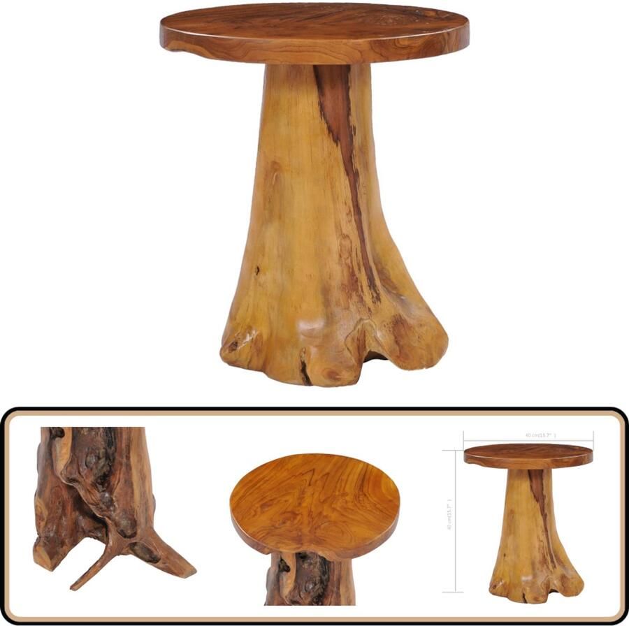 VidaXL Salontafel 40x40 cm Massief Teakhout Salontafel Teakhout Houten Salontafel Vintage Salontafel Industriële Salontafel Design Salontafel Bijzettafel