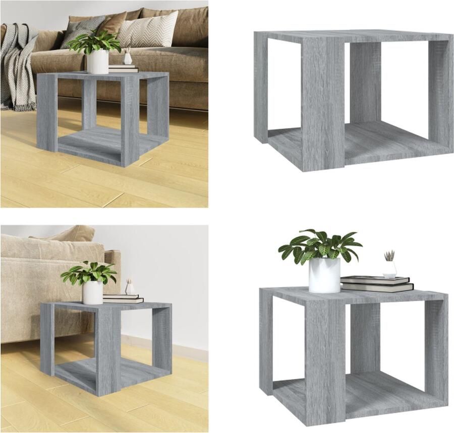 VidaXL Salontafel 40x40x30 cm bewerkt hout grijs sonoma eikenkleurig Salontafel Salontafels Tafel Bijzettafel