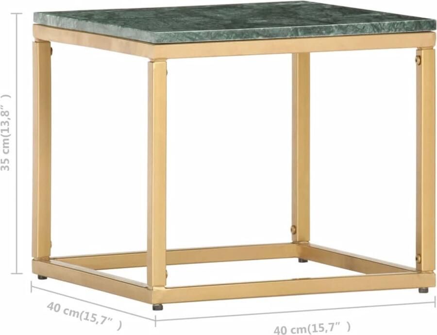 VidaXL Salontafel 40x40x35 cm echt steen met marmeren textuur groen