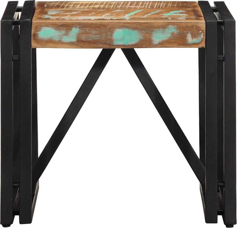 VidaXL Houten Salontafel 40x40x35 cm massief gerecycled hout meerkleurig Vintage Salontafel Industrieel Salontafel Multifunctionele Salontafel