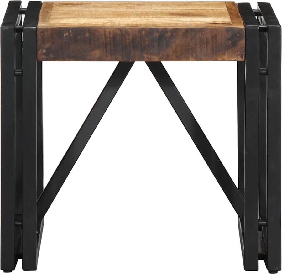 The Living Store Salontafel 40x40x35 cm massief ruw mangohout Salontafel Houten Salontafel Mangohouten Salontafel Industrieel Meubilair Bijzettafel