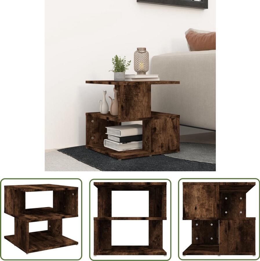 VidaXL Salontafel 40x40x40 cm Gerookt Eiken Hout Bijzettafel Salontafel Eindtafel Houten Tafel Bruine Tafel Modern Design Kleine Tafel Compact Tafeltje Woonkamer Meubilair Stoere Tafel Stijlvolle Tafel