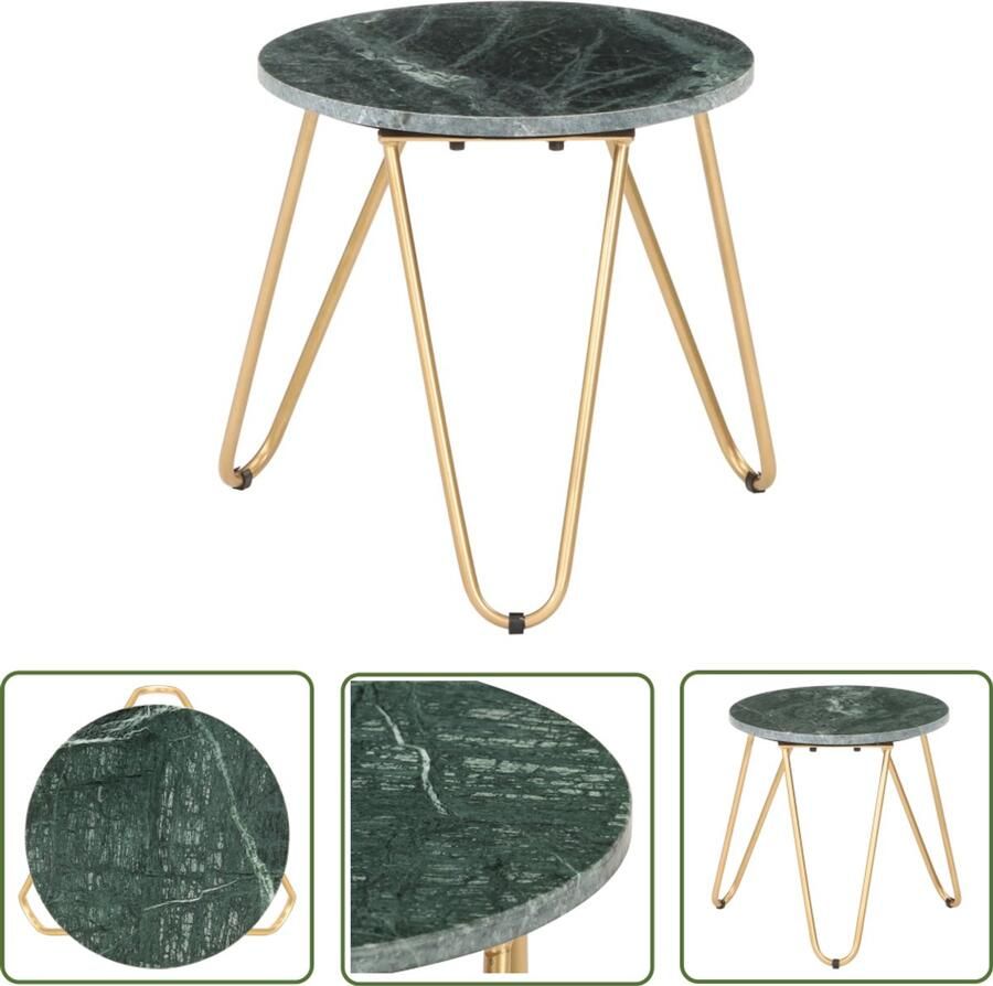 VidaXL Salontafel 40x40x40 cm Groen Marmeren Look Salontafel Modern Groene Tafel Steentafel Marmerlook Bijzettafel Woondecoratie Living Accessoires Trendige Meubelen