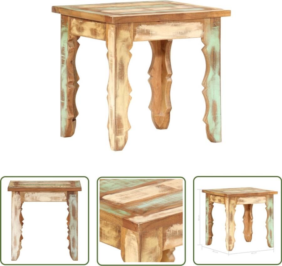 VidaXL Salontafel 40x40x40 cm Massief gerecycled hout Salontafel Houten Salontafel Retro Salontafel Industriële Salontafel Ecologische Salontafel Handmade Meubels Bruine Salontafel Kleine Salontafel