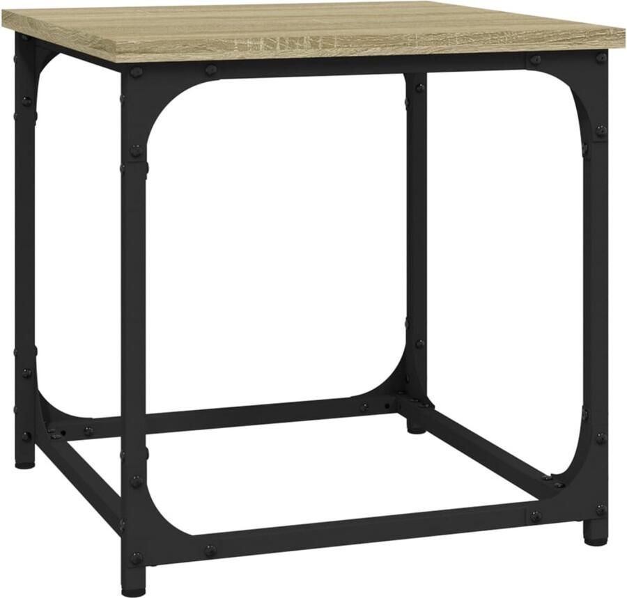 VidaXL Salontafel 40x40x40 cm Sonoma Eiken Hout & Staal Bijzettafel Salontafel Industrieel Design Houten Meubilair Bruine Meubelen Moderne Tafels Kleine Tafels Decoratieve Accessoires Livingroom Furniture Interieurdecoratie