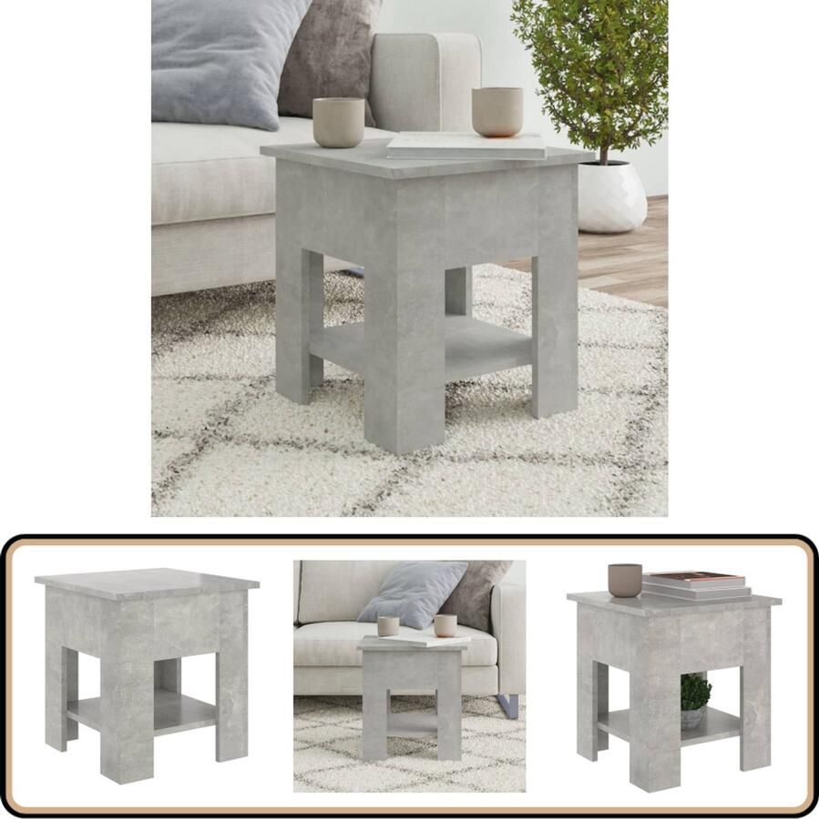 VidaXL Salontafel 40x40x42 cm Bewerkt hout Betongrijs Salontafel Bijzettafel Woonkamertafel Banktafel Beton Grijs Houten Salontafel Bewerkt Hout Compact Tafeltje Stijlvolle Salontafel Multifunctionele Salontafel