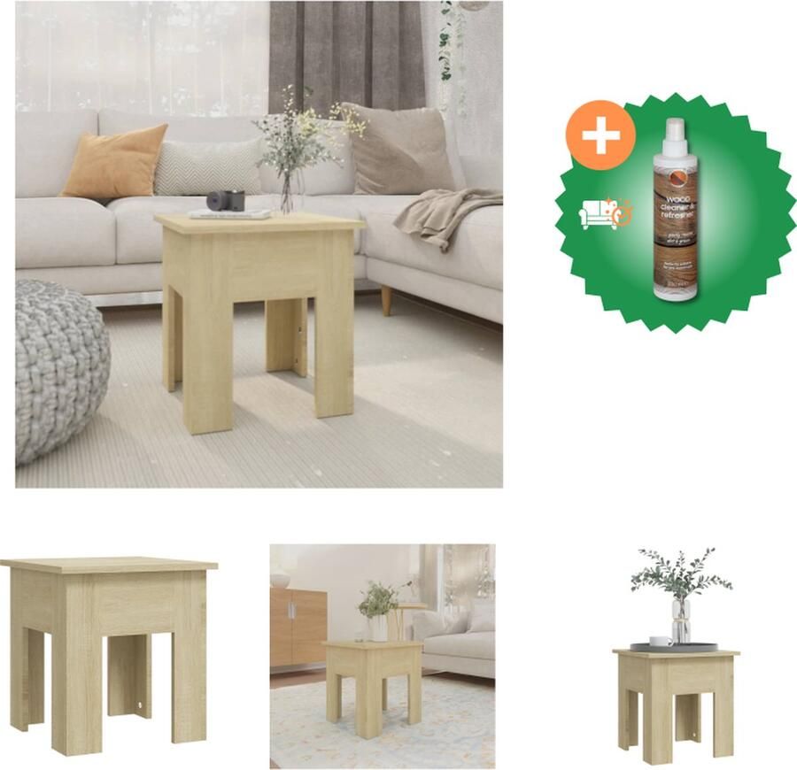VidaXL Salontafel 40x40x42 cm spaanplaat sonoma eikenkleurig Tafel Inclusief Houtreiniger en verfrisser