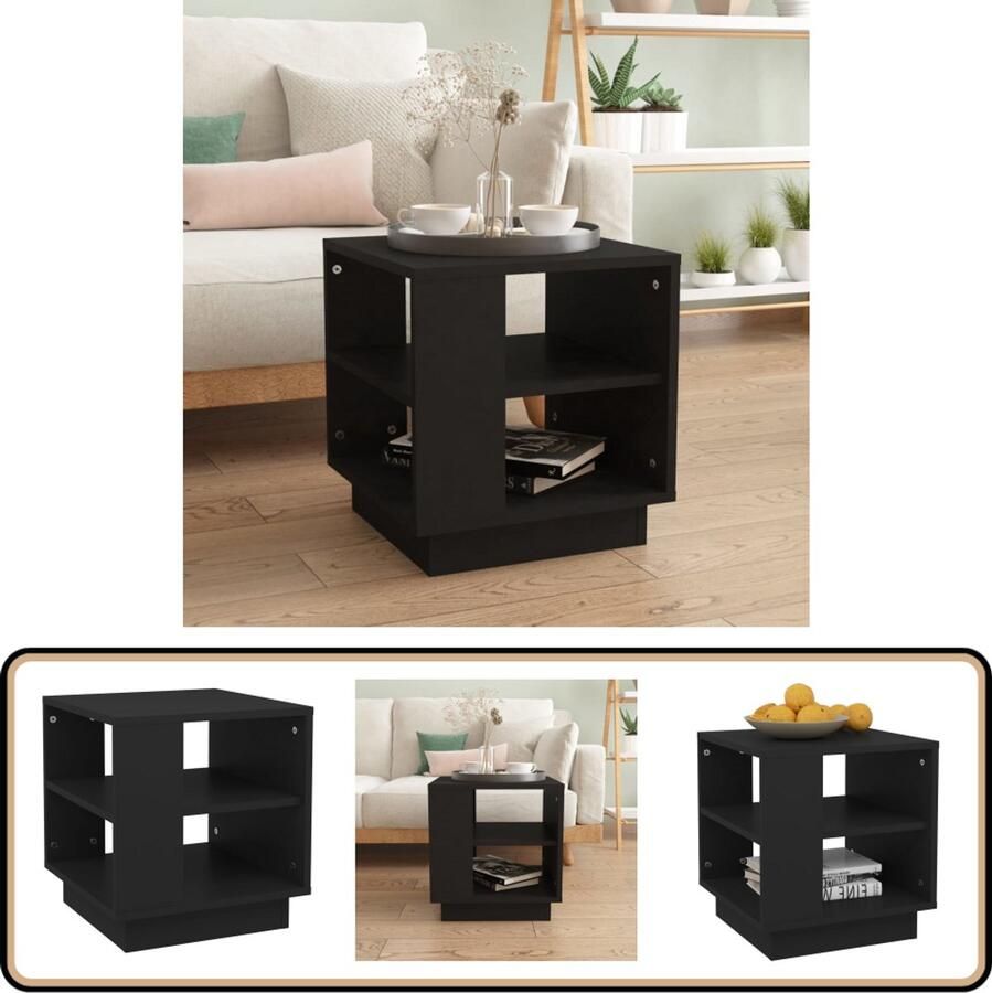 VidaXL Salontafel 40x40x43 cm Bewerkt hout Zwart Salontafel Zwarte Salontafel Houten Salontafel Modern Interieur Woonkamer Meubilair Opbergruimte Multifunctionele Tafel Stijlvolle Salontafel Compact Tafeltje