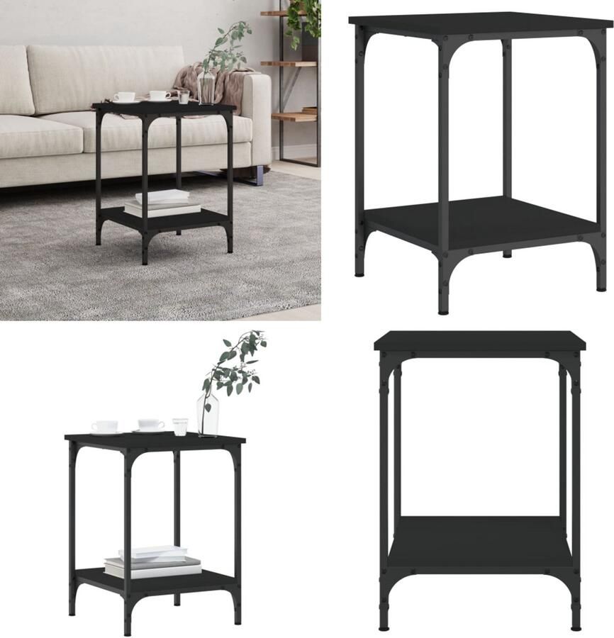 VidaXL Salontafel 40x40x55 cm bewerkt hout zwart Salontafel Salontafels Bijzettafel Banktafel