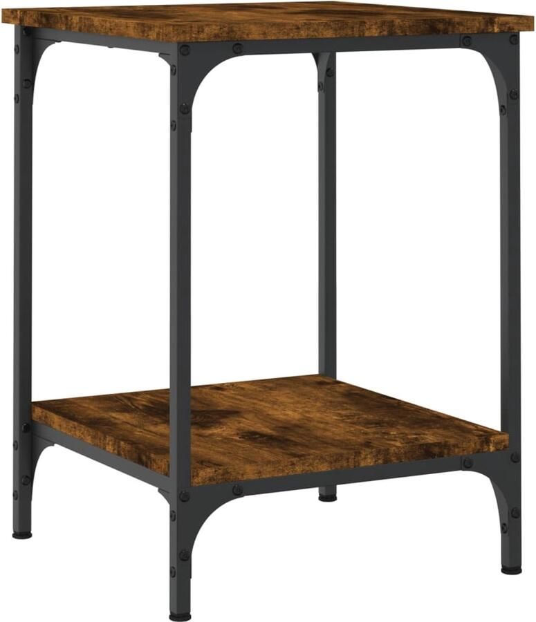 VidaXL Salontafel 40x40x55 cm Gerookt Eiken Salontafel Houten Salontafel Bruine Salontafel Kleine Salontafel Tv Tafeltje Bijzettafel Opbergruimte Modern Design Stoere Salontafel