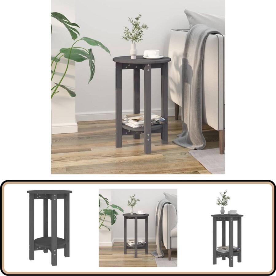 VidaXL Salontafel 40x60 cm Massief Grenenhout Grijs Salontafel Houten Salontafel Grenenhout Salontafel Grijze Salontafel Klassiek Design