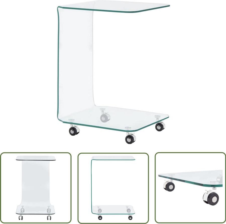 VidaXL Salontafel Gehard Glas 45x40x63 cm Salontafel Koffietable Minimalistisch Design Transparante Tafel Veiligheidsglas