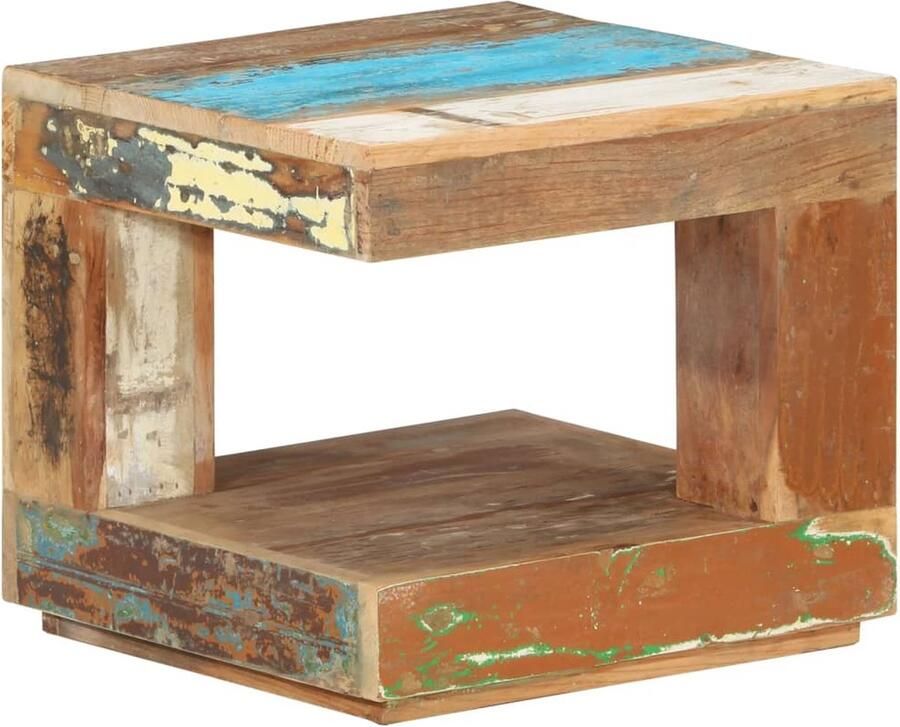 VidaXL Salontafel 45x45x40 cm Massief Hout Salontafel Landelijke Stijl Houten Salontafel Vintage Salontafel Bijzettafel Bruine Salontafel Recycled Wood Furniture - Foto 2