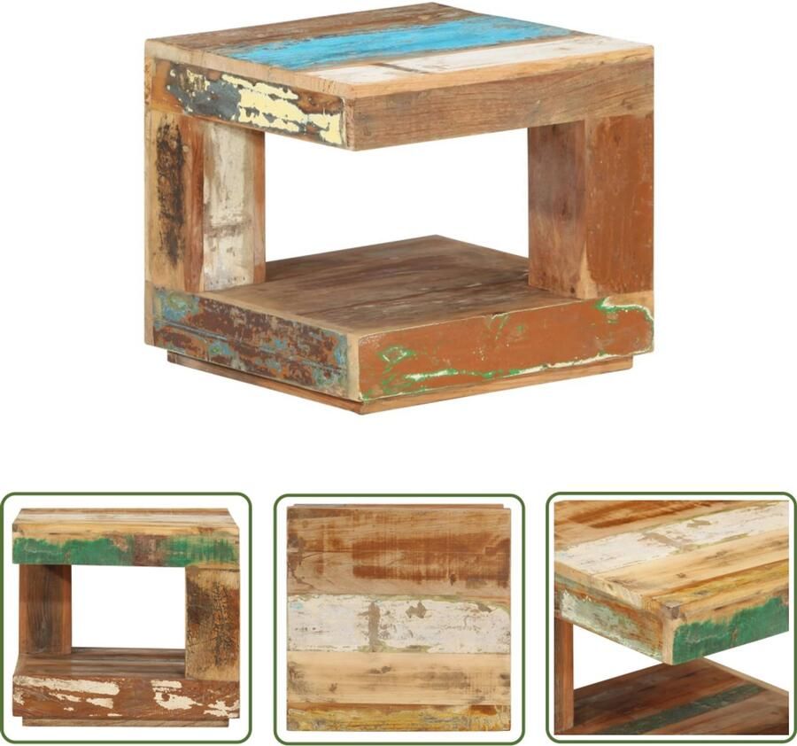 VidaXL Salontafel 45x45x40 cm Massief Hout Salontafel Landelijke Stijl Houten Salontafel Vintage Salontafel Bijzettafel Bruine Salontafel Recycled Wood Furniture