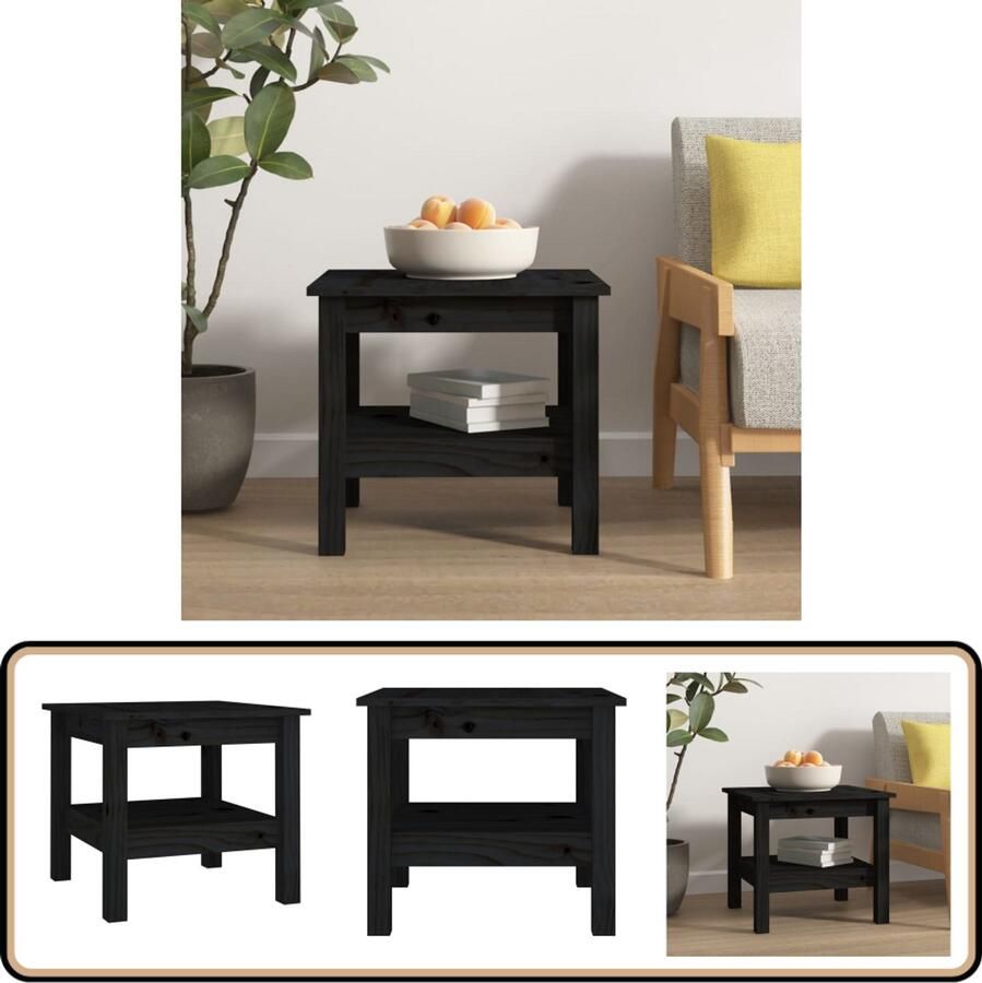 VidaXL Salontafel 45x45x40 cm Zwart Grenenhout Salontafel Houten Salontafel Grenenhouten Salontafel Zwarte Salontafel Kleine Salontafel Tv Tafeltje Bijzettafel