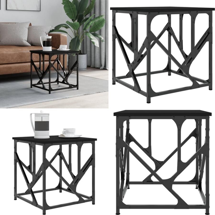 VidaXL Salontafel 45x45x47 5 cm bewerkt hout zwart Salontafel Salontafels Tafel Bijzettafel