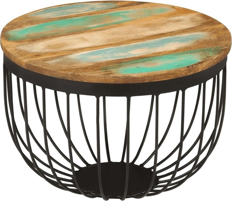 VidaXL Salontafel Ø 50x35 cm massief gerecycled hout en staal