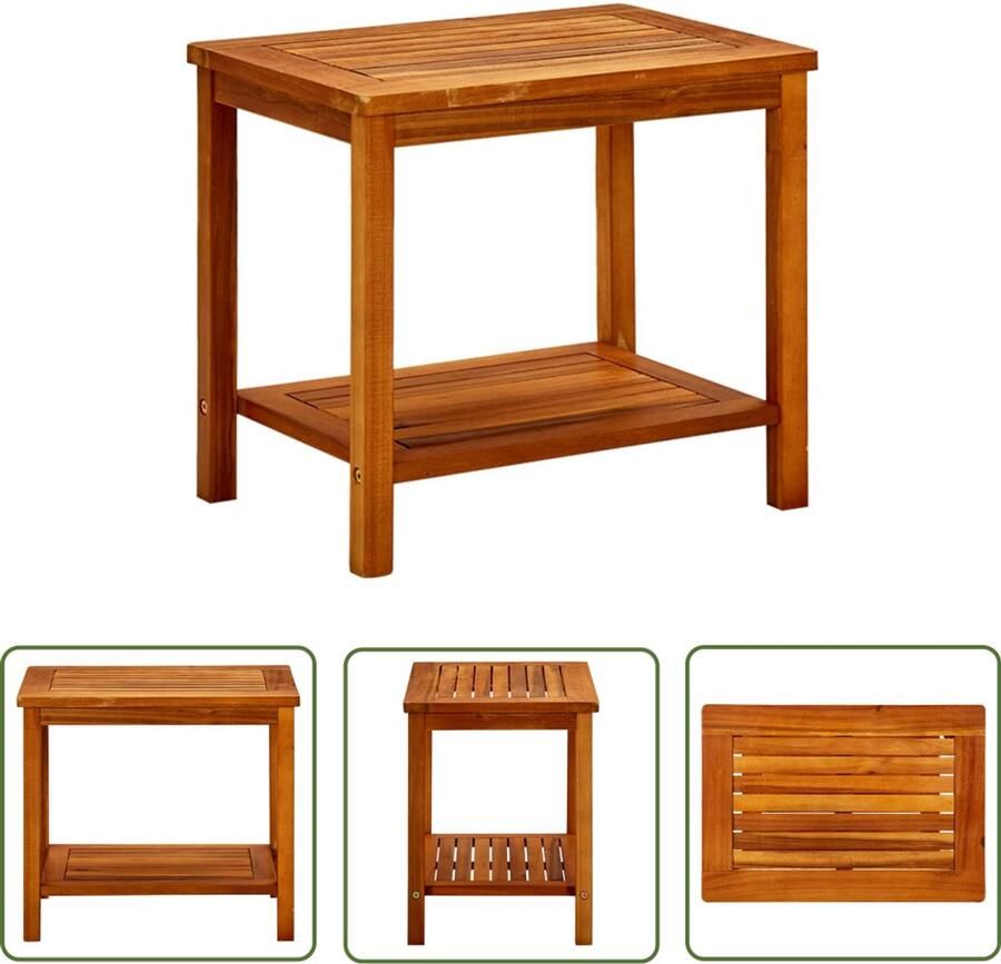 VidaXL Salontafel 50x35x45 cm Massief Acaciahout Salontafel Acacia Hout Buitentafel Tuintafel Terrastisch Koffietafel Bijzettafel Weerbestendige Tafel