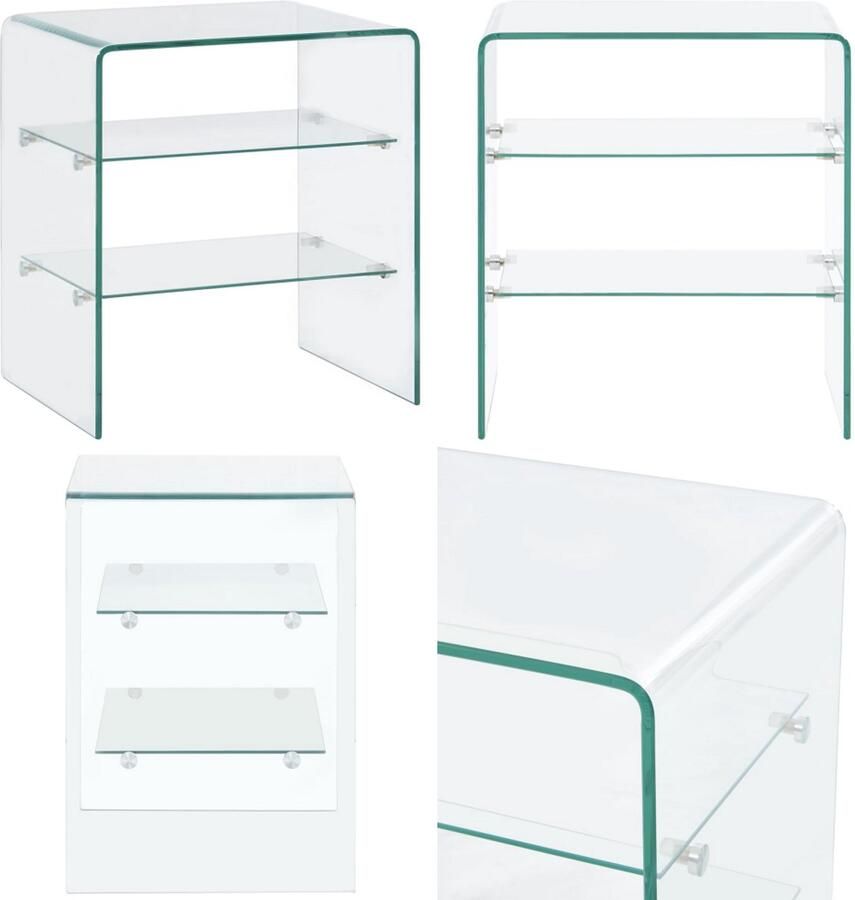 VidaXL Salontafel 50x40x56 cm gehard glas Salontafel Salontafels Woonkamertafel Woonkamertafels