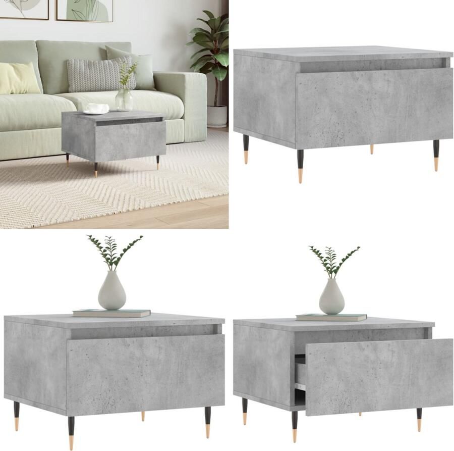 VidaXL Salontafel 50x46x35 cm bewerkt hout betongrijs Salontafel Salontafels Tafel Bijzettafel