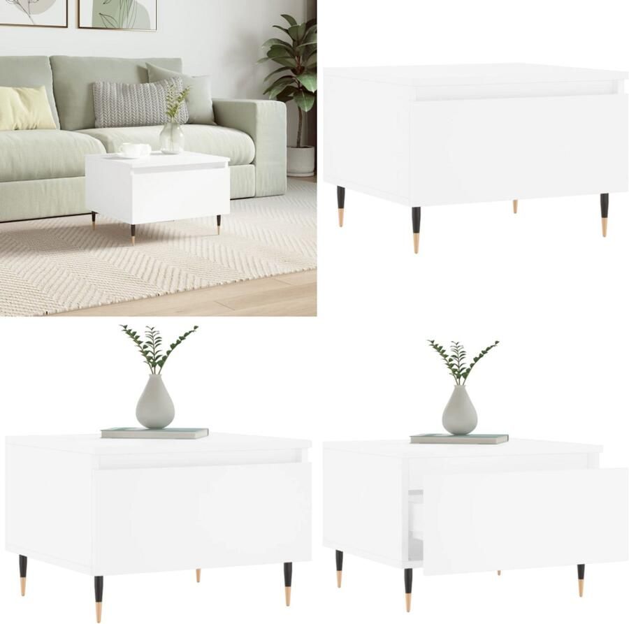 VidaXL Salontafel 50x46x35 cm bewerkt hout wit Salontafel Salontafels Tafel Bijzettafel