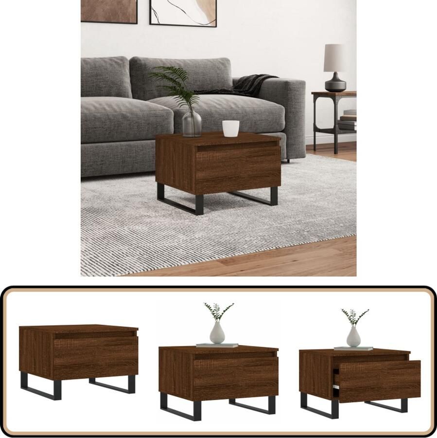 VidaXL Salontafel 50x46x35 cm Bruineiken Salontafel Houten Salontafel Bruine Salontafel Eikenhouten Salontafel Tv Tafeltje Bijzettafel Living Room Furniture