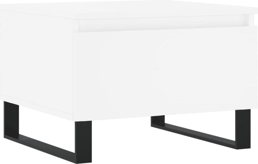 VidaXL Salontafel 50x46x35 cm Hout en Metaal Wit Salontafel Bijzettafel Houten Tafel Witte Tafel Design Tafel Modern Tafellamp Living Room Furniture Meubilaar Woonaccessoires Stoere Salontafel Elegante Salontafel