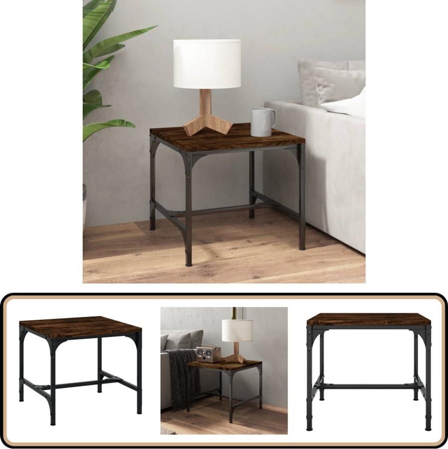 VidaXL Salontafel 50x50x35 cm Gerookt Eiken Industriele Salontafel Industrieel Houten Salontafel Bruine Salontafel Kleine Salontafel Bijzettafel Koffietafel Design Salontafel Vintage Salontafel Moderne Salontafel