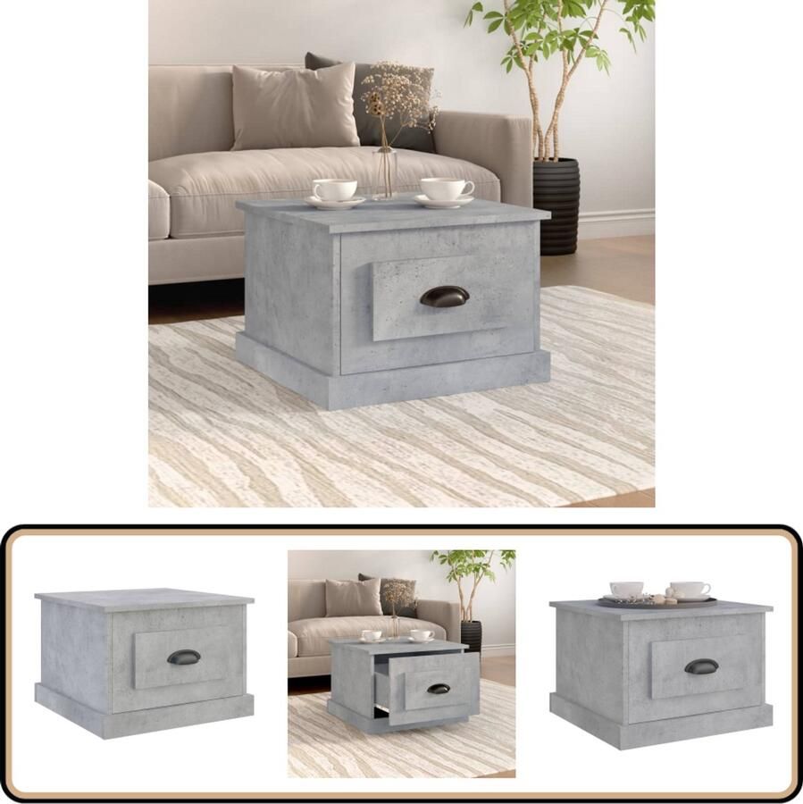 VidaXL Salontafel 50x50x35 cm Hout Betongrijs Salontafel Bijzettafel Houten Salontafel Beton Grijs Design Meubilair