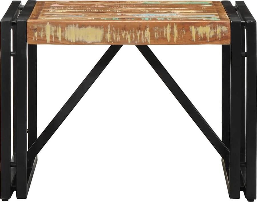 VidaXL Salontafel 50x50x35 cm massief gerecycled hout meerkleurig - Foto 2