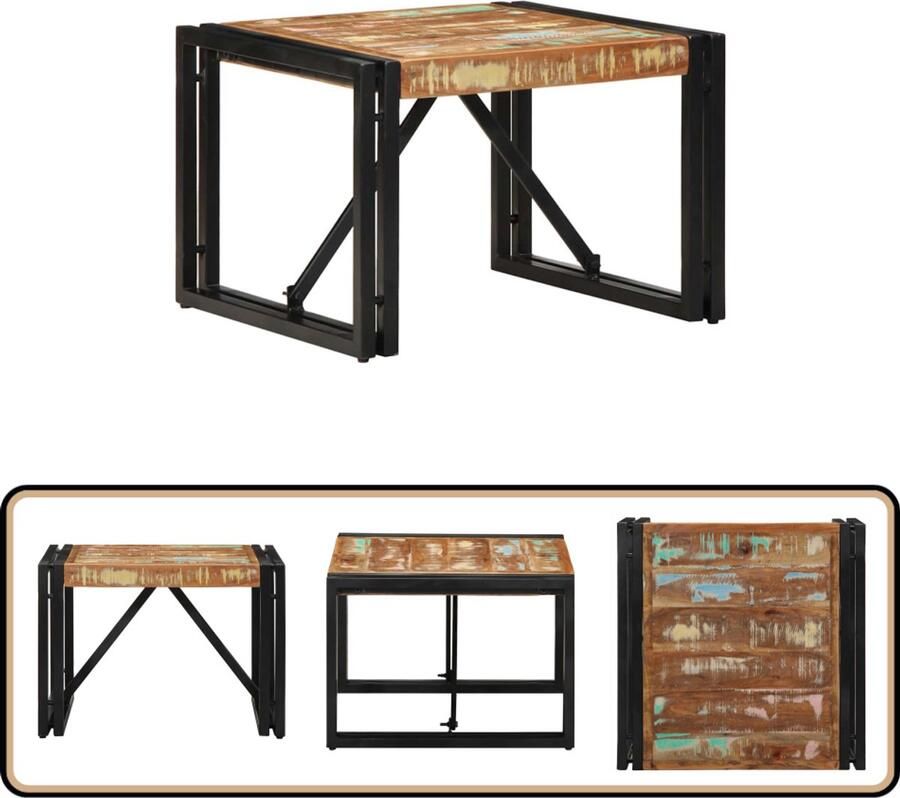 VidaXL Salontafel 50x50x35 cm massief gerecycled hout meerkleurig