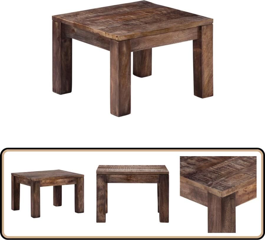 VidaXL Salontafel 50x50x35 cm Massief Mangohout Salontafel Mangohout Koffietafel Woonkamerdecoratie Landelijke Stijl