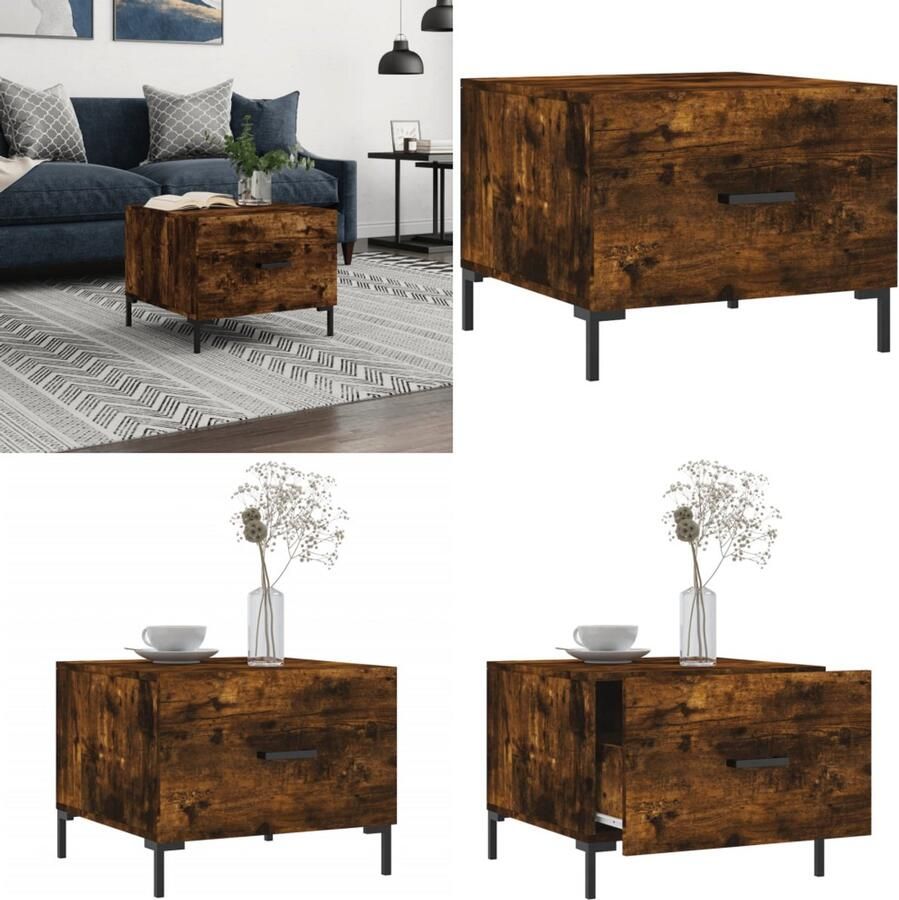 VidaXL -Salontafel-50x50x40-cm-bewerkt-hout-gerookt-eikenkleurig Salontafel Salontafels Bijzettafel Banktafel