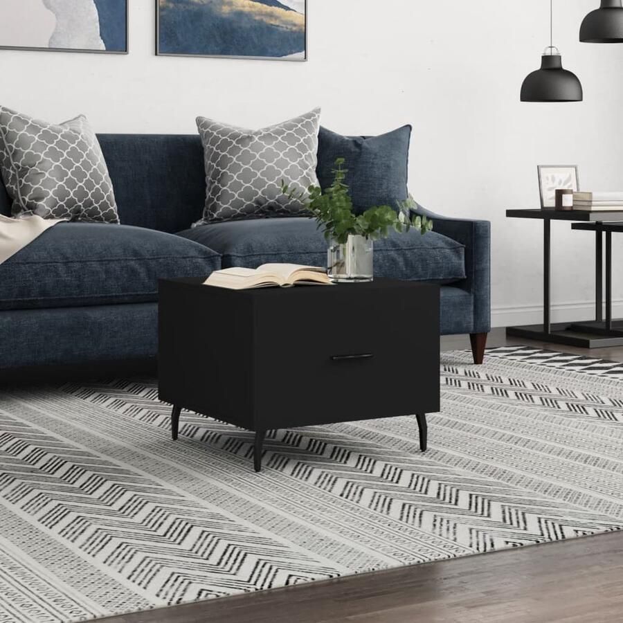 VidaXL Salontafel 50x50x40 cm Bewerkt Hout Zwart Salontafel Bijzettafel Trendyle Salontafel Houten Salontafel Zwarte Salontafel Met Lade - Foto 2