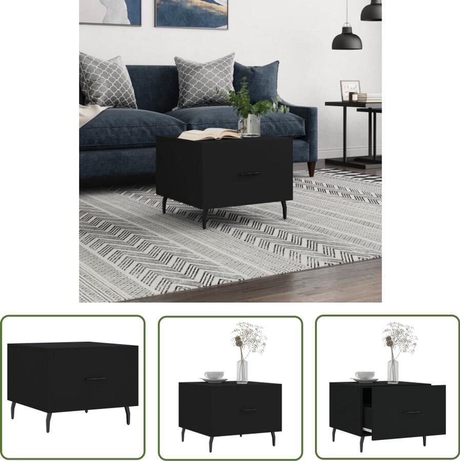 VidaXL Salontafel 50x50x40 cm Bewerkt Hout Zwart Salontafel Bijzettafel Trendyle Salontafel Houten Salontafel Zwarte Salontafel Met Lade