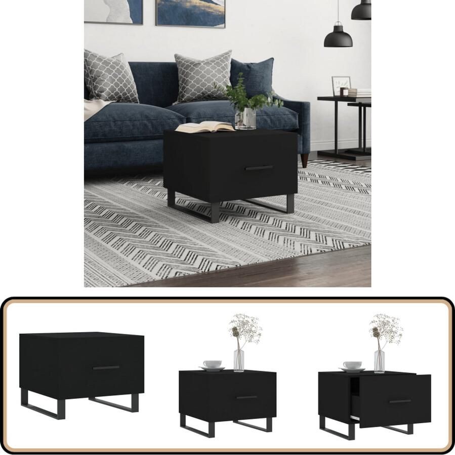 VidaXL Salontafel 50x50x40 cm Bewerkt hout Zwart Salontafel Zwarte Salontafel Bijzettafel Hout Salontafel Metalen Salontafel