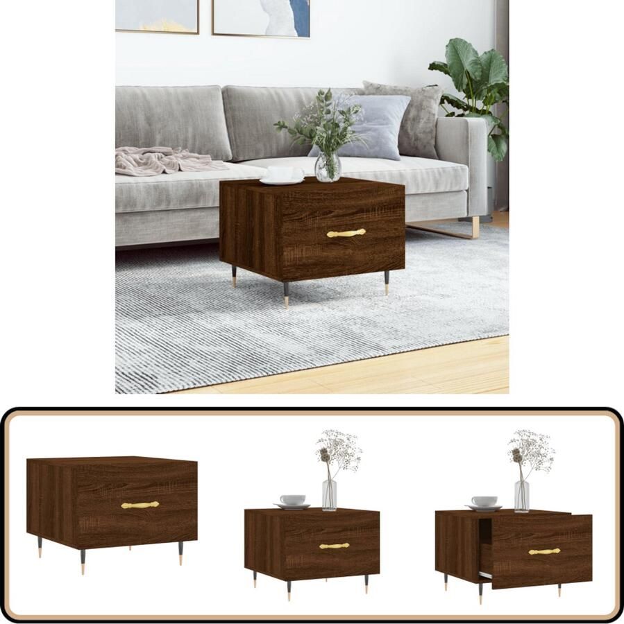 VidaXL Salontafel 50x50x40 cm Bruin Eiken Hout & IJzer Salontafel Bruine Eiken Houten Salontafel Salontafeltje Bijzettafel Tv Tafeltje Stoere Salontafel Industrieel Design Modern Meubilair