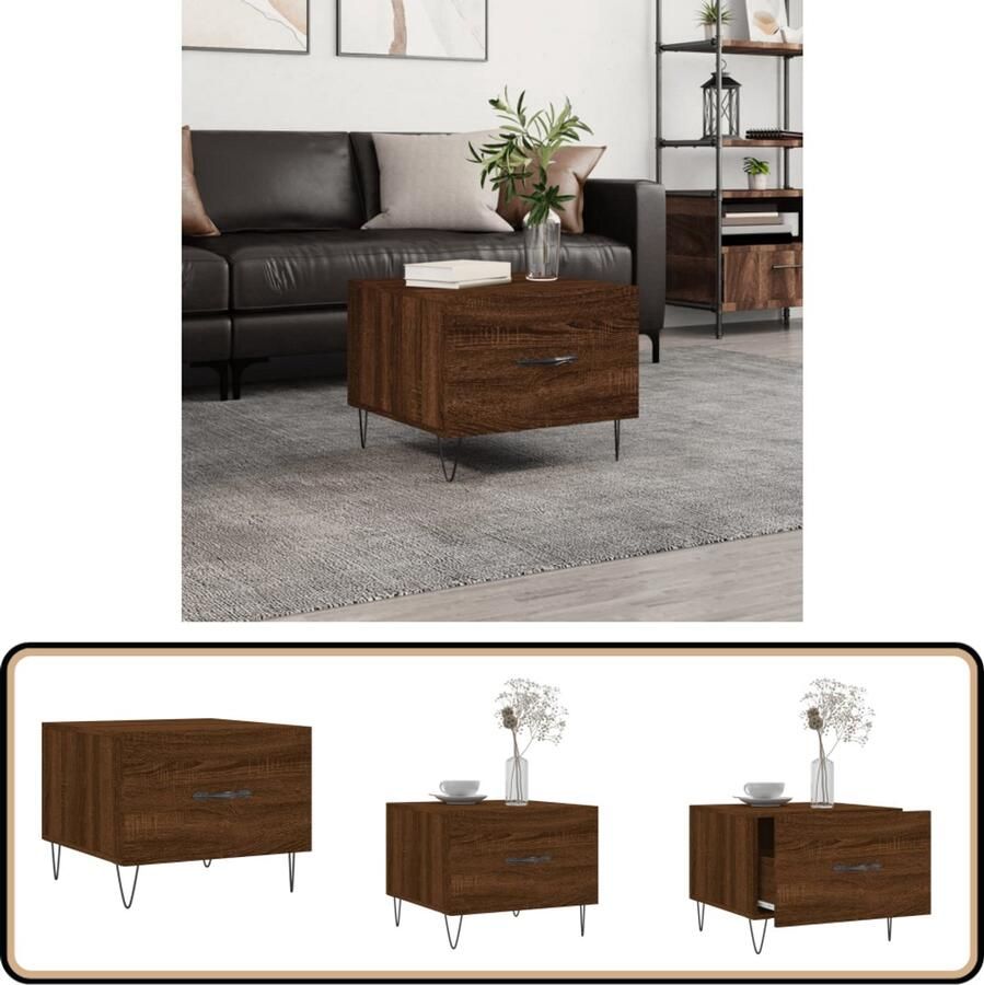 VidaXL Salontafel 50x50x40 cm Bruin Eikenkleur Salontafel Bruine Eiken Houten Salontafel Bijzettafel Lage Tafel